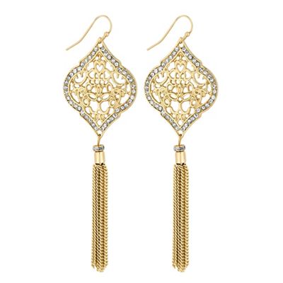 Designer gold filigree crystal earring